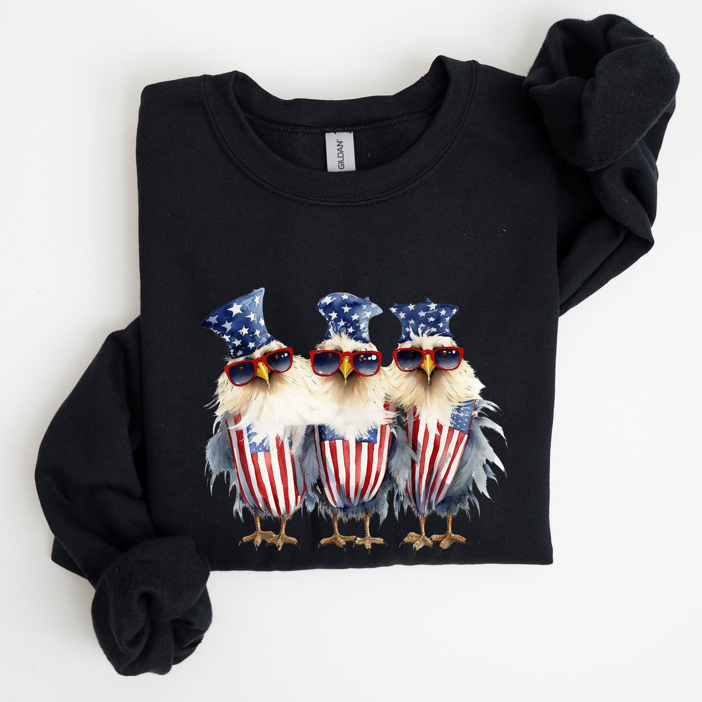 Patriotic Chickens, Hippie, Funny, 4th of July Sweatshirt