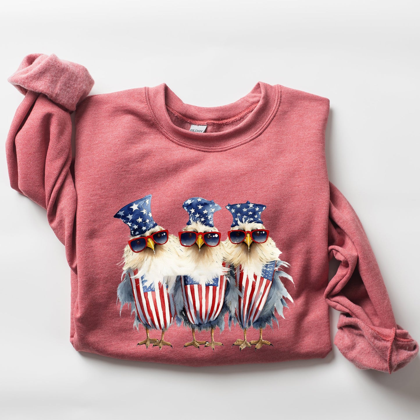 Patriotic Chickens, Hippie, Funny, 4th of July Sweatshirt