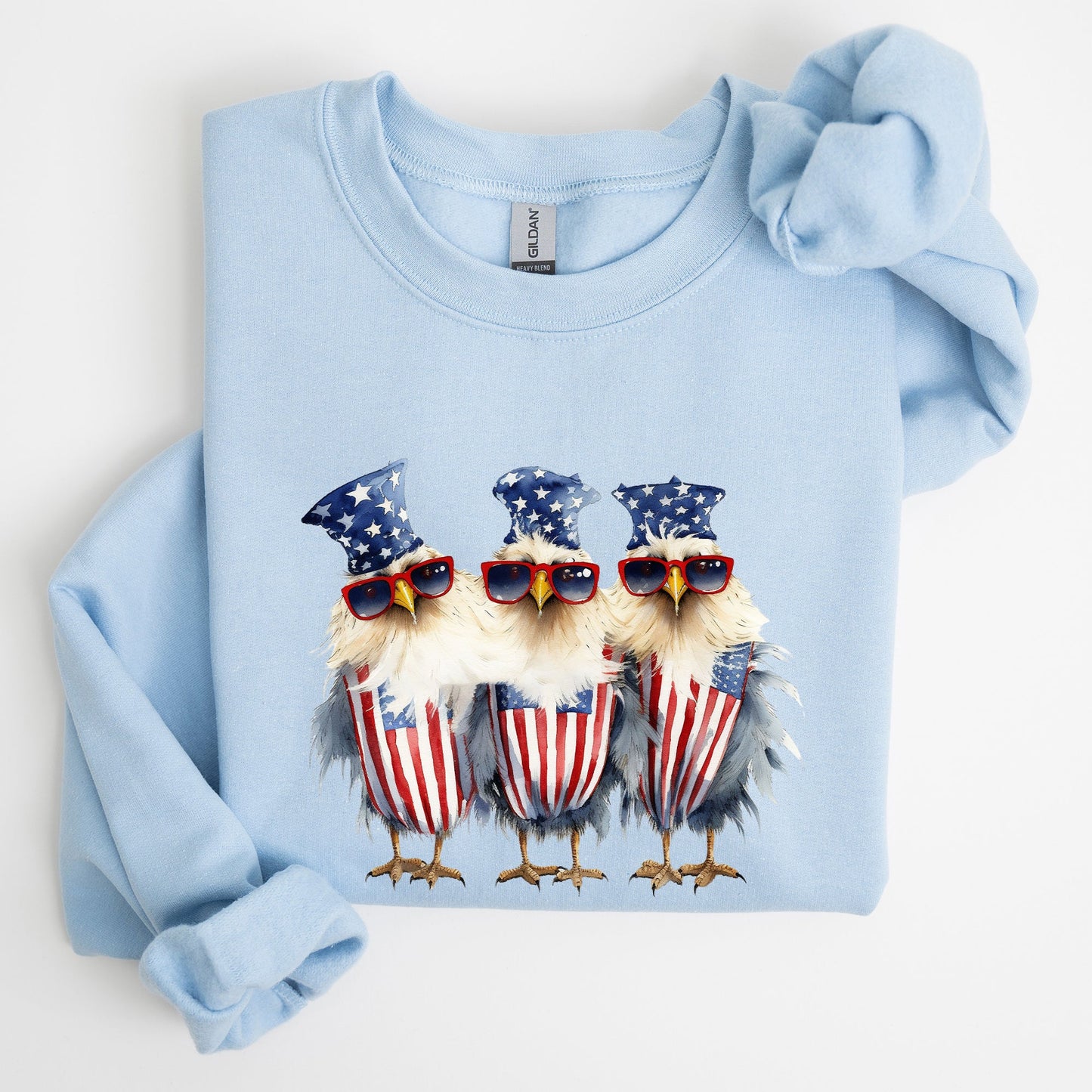 Patriotic Chickens, Hippie, Funny, 4th of July Sweatshirt