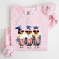 Patriotic Chickens, Hippie, Funny, 4th of July Sweatshirt