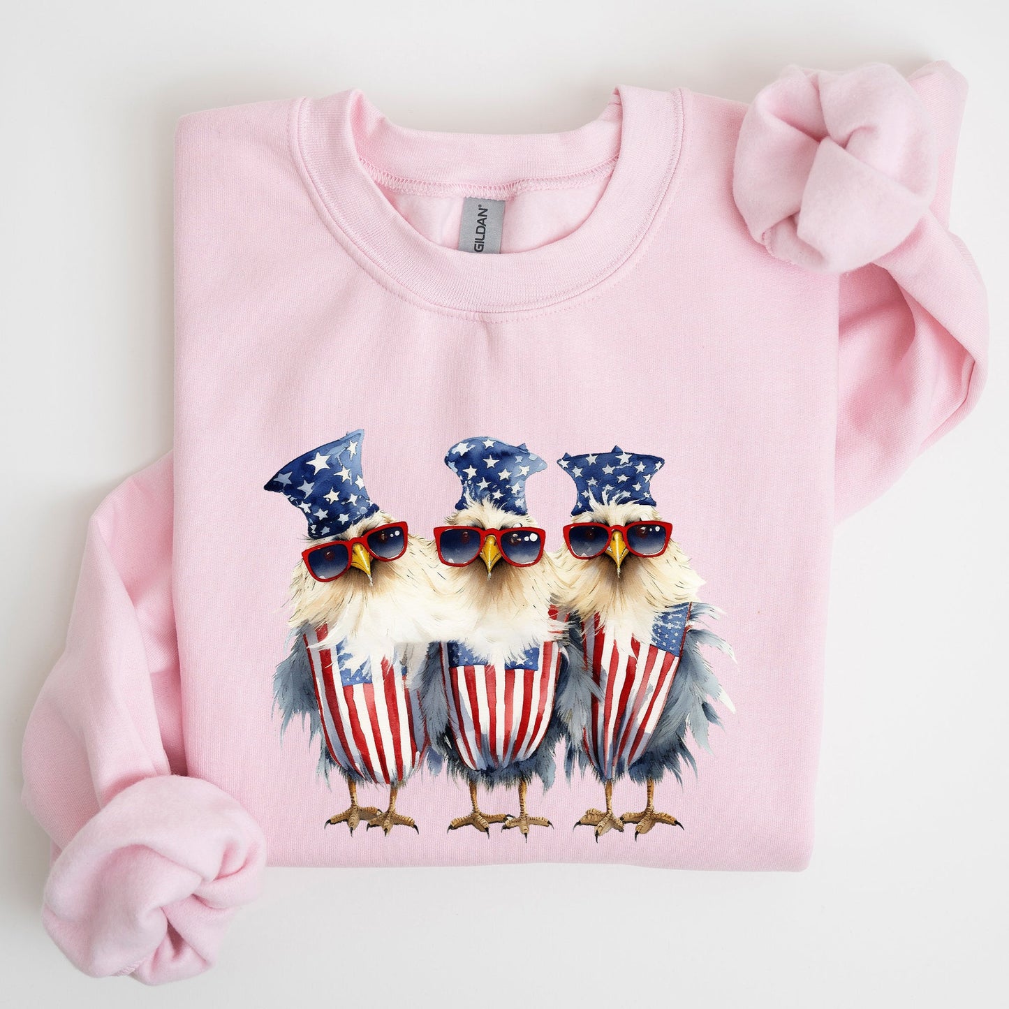 Patriotic Chickens, Hippie, Funny, 4th of July Sweatshirt