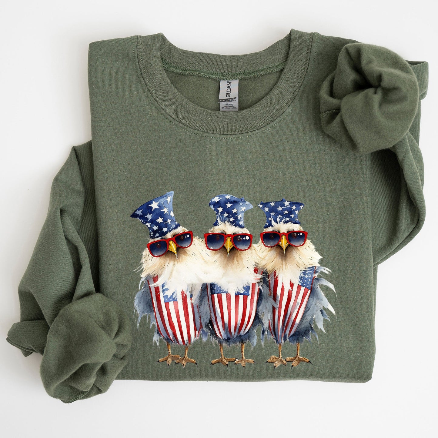 Patriotic Chickens, Hippie, Funny, 4th of July Sweatshirt