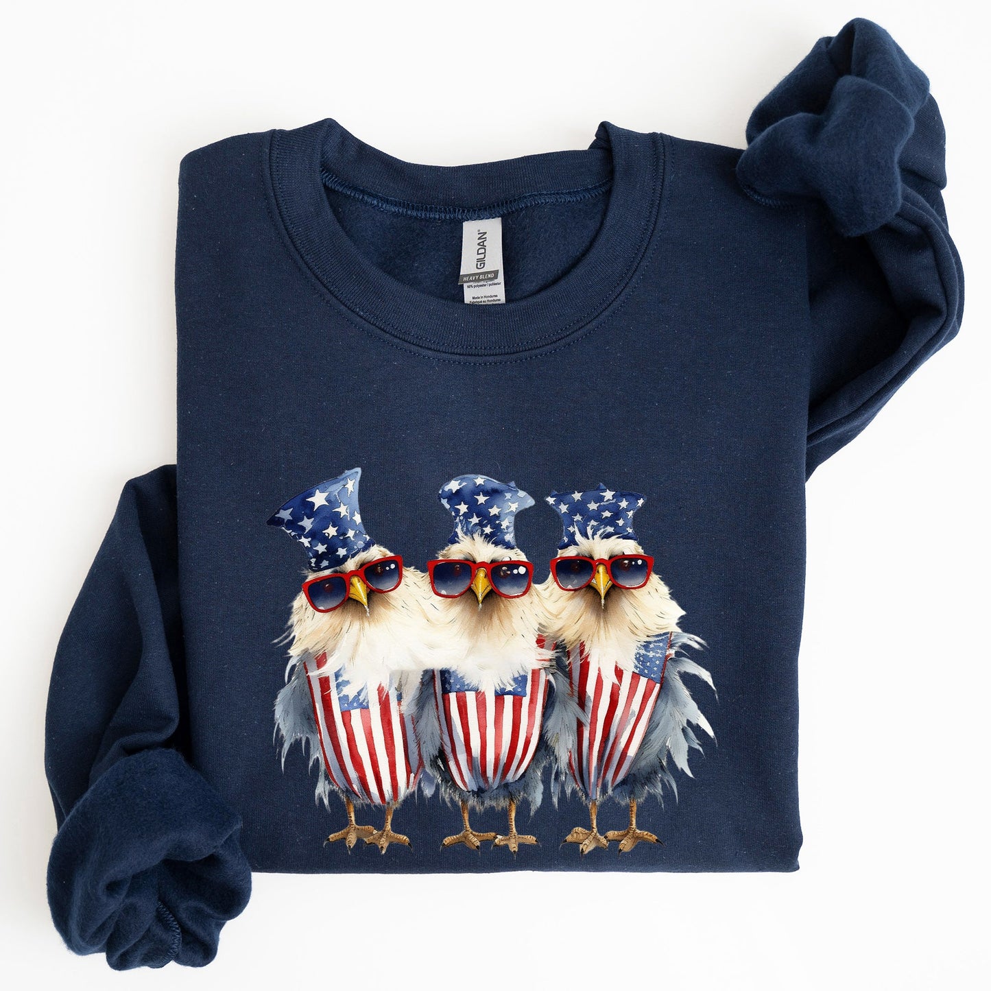 Patriotic Chickens, Hippie, Funny, 4th of July Sweatshirt