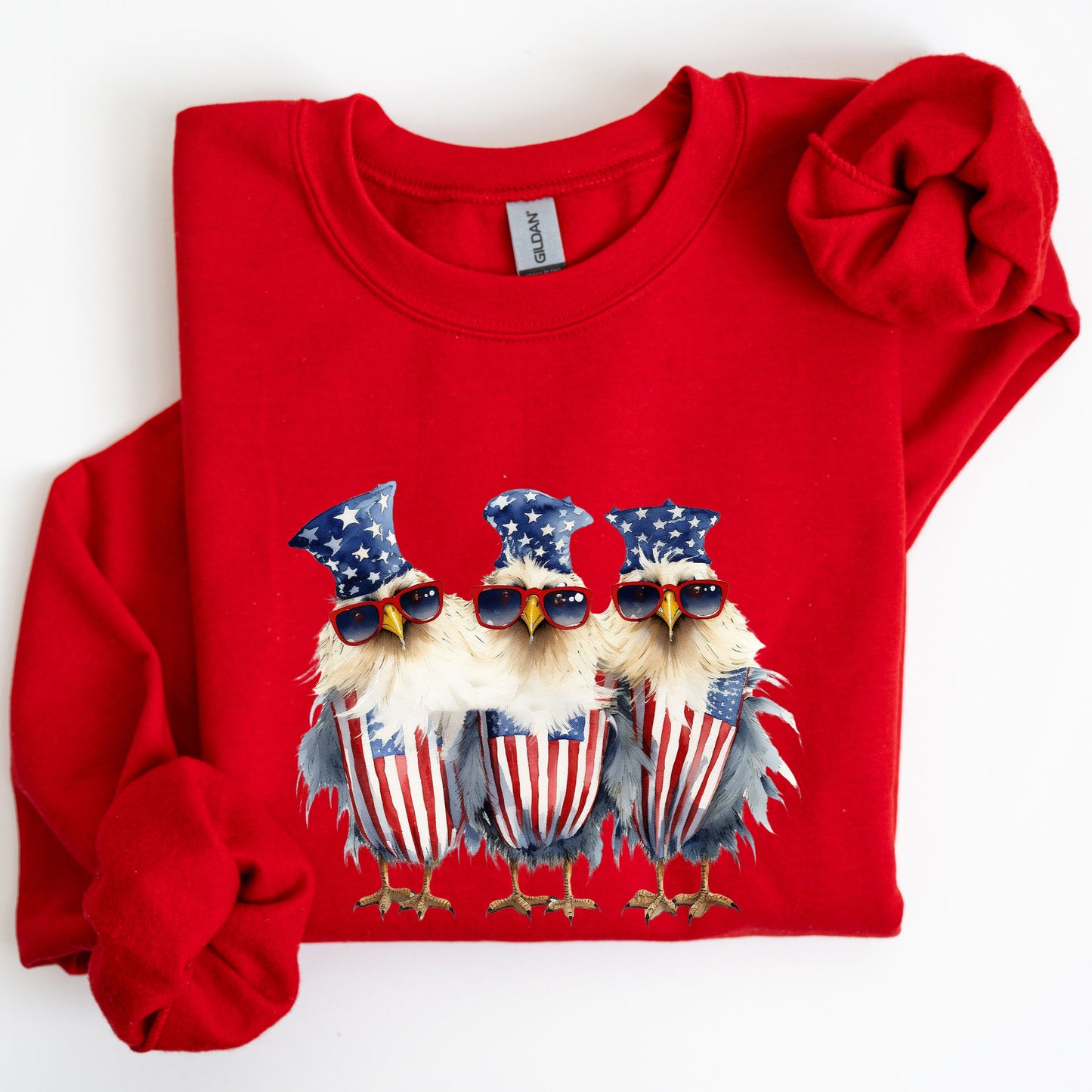 Patriotic Chickens, Hippie, Funny, 4th of July Sweatshirt