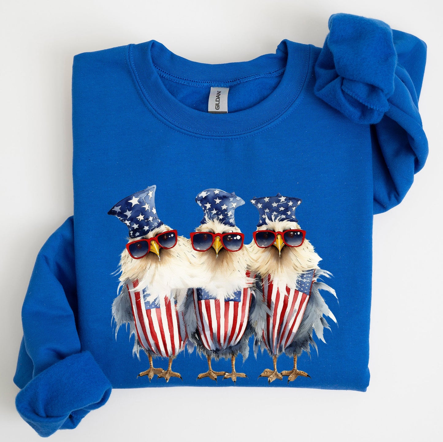 Patriotic Chickens, Hippie, Funny, 4th of July Sweatshirt
