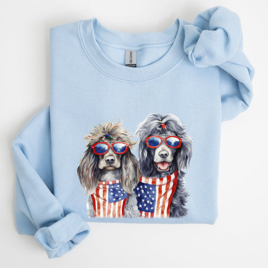 Patriotic Dogs, Hippie, Funny, 4th of July Sweatshirt