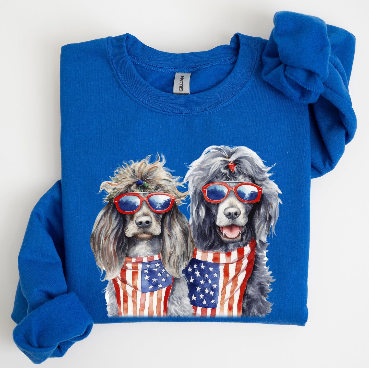 Patriotic Dogs, Hippie, Funny, 4th of July Sweatshirt