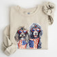 Patriotic Dogs, Hippie, Funny, 4th of July Sweatshirt