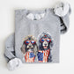 Patriotic Dogs, Hippie, Funny, 4th of July Sweatshirt