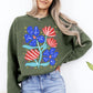 Patriotic Flowers, Red White Blue, America, USA, 4th of July Sweatshirt