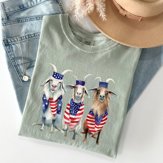 Patriotic Goats, Hippie, Funny, Patriotic 4th of July Tshirt Comfort Colors T-Shirt