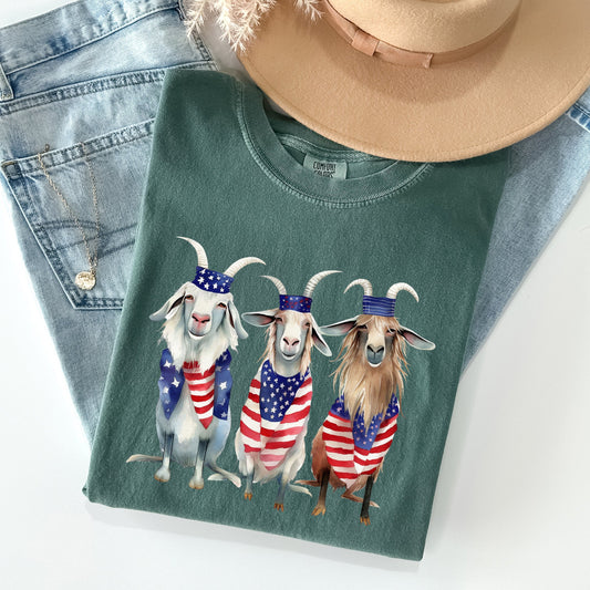 Patriotic Goats, Hippie, Funny, Patriotic 4th of July Tshirt Comfort Colors T-Shirt
