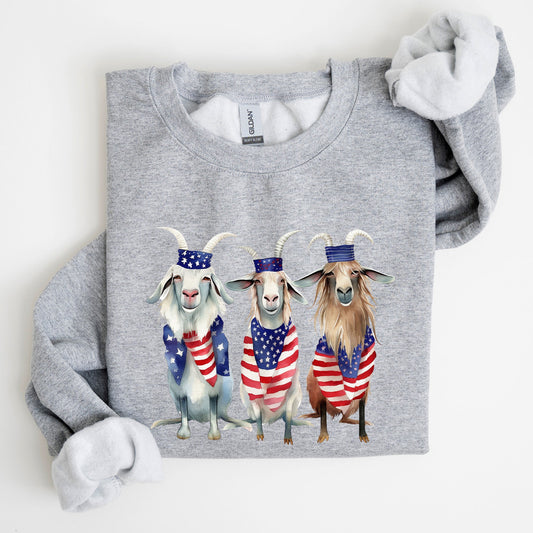 Patriotic Goats, Hippie, Funny, 4th of July Sweatshirt