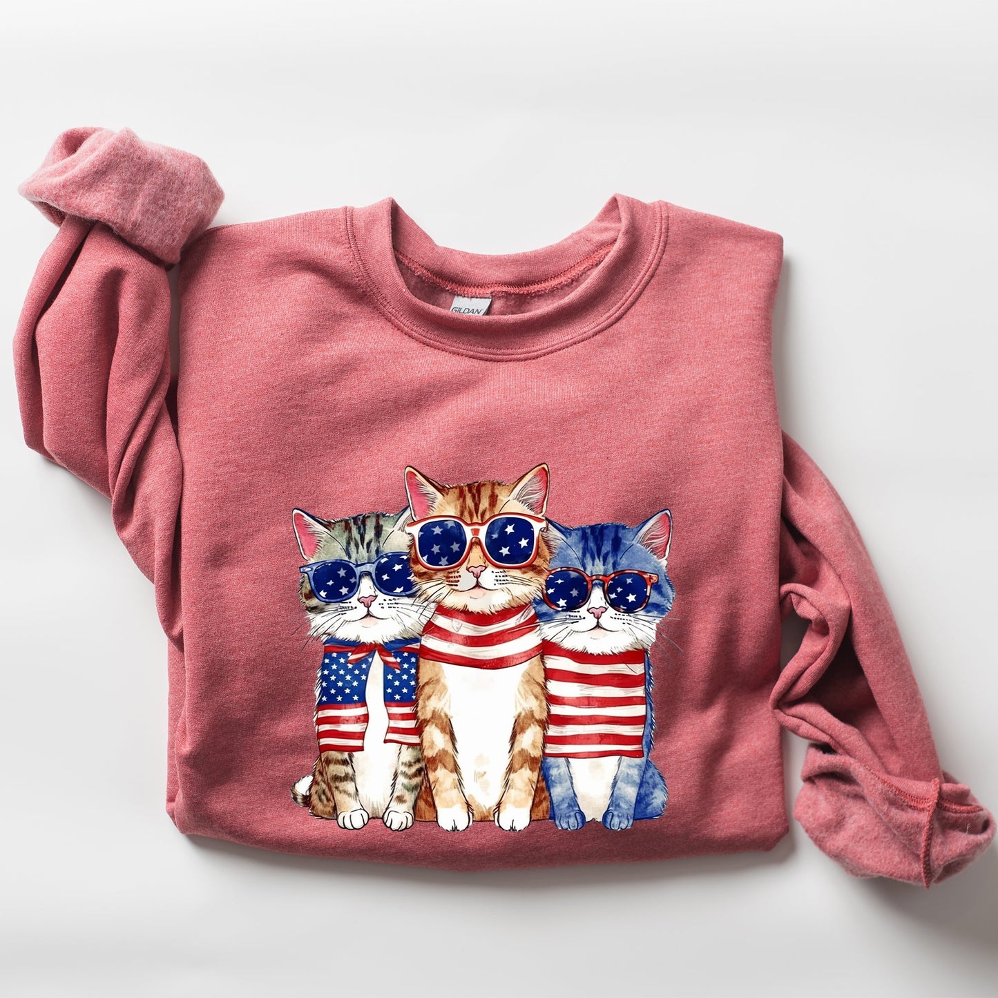 Patriotic Hippie Cats, Funny, 4th of July Sweatshirt