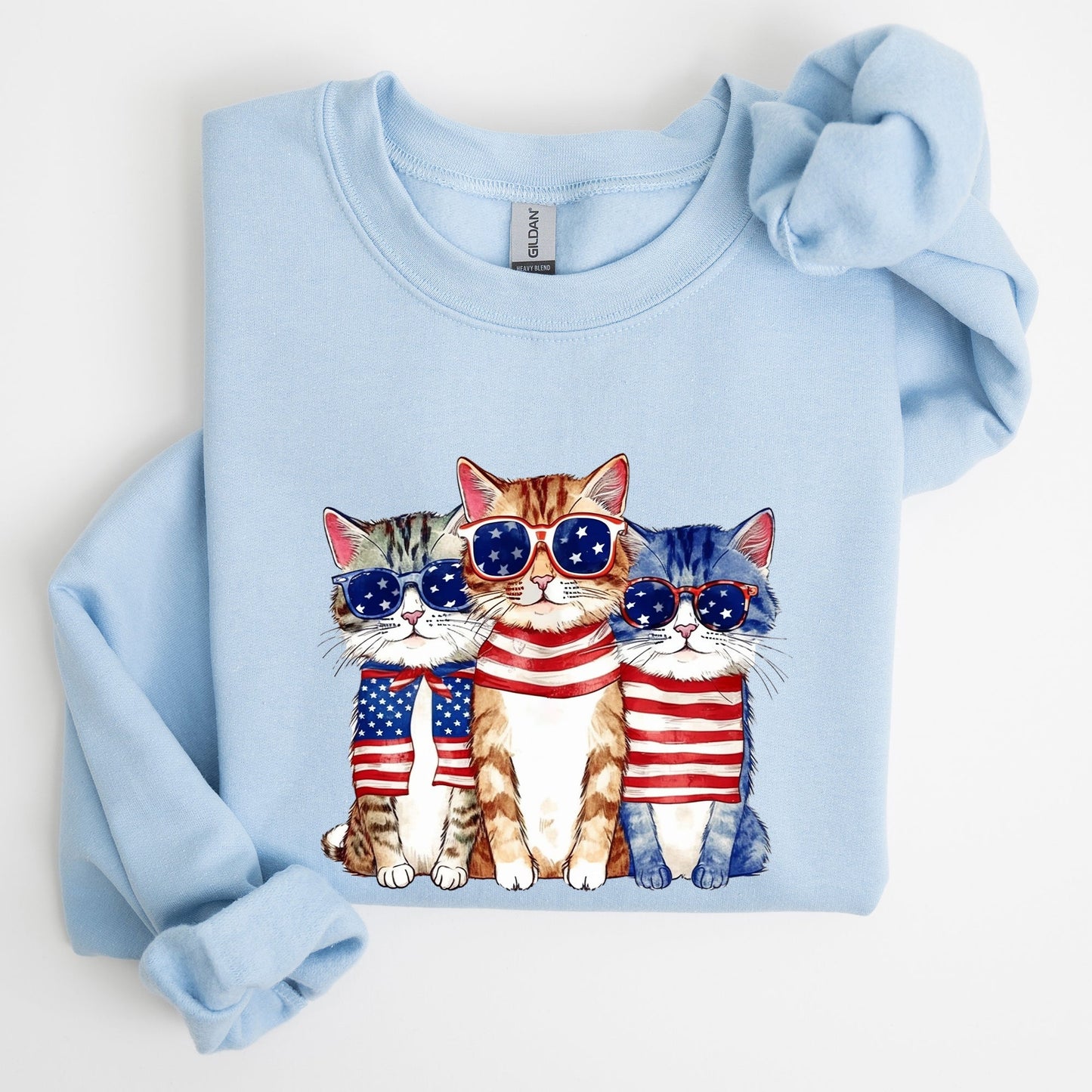 Patriotic Hippie Cats, Funny, 4th of July Sweatshirt