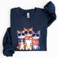 Patriotic Hippie Cats, Funny, 4th of July Sweatshirt