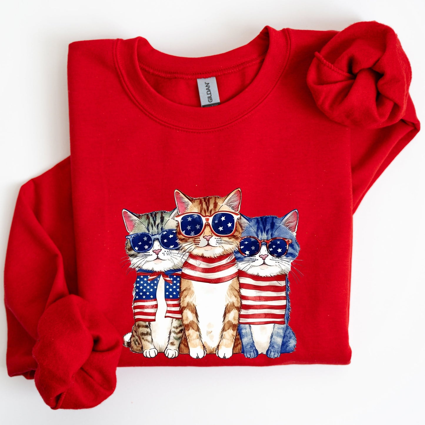 Patriotic Hippie Cats, Funny, 4th of July Sweatshirt