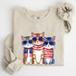 Patriotic Hippie Cats, Funny, 4th of July Sweatshirt