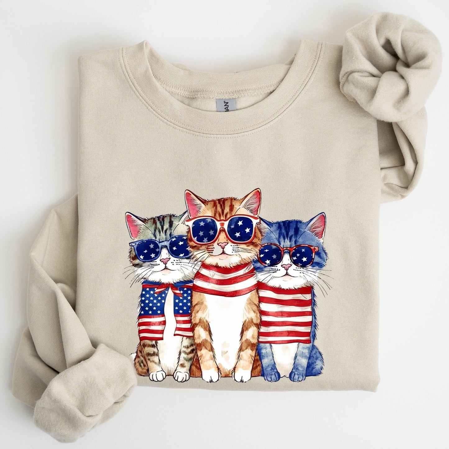 Patriotic Hippie Cats, Funny, 4th of July Sweatshirt