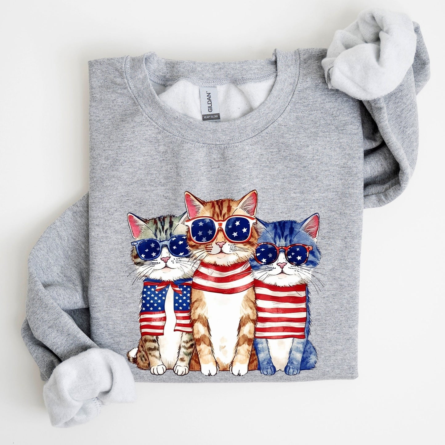Patriotic Hippie Cats, Funny, 4th of July Sweatshirt