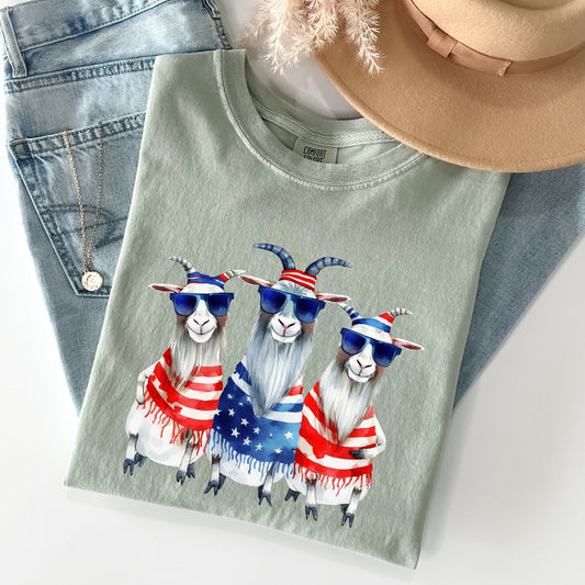 Patriotic Hippie Goats, Funny, Patriotic, 4th of July Tshirt Comfort Colors T-Shirt