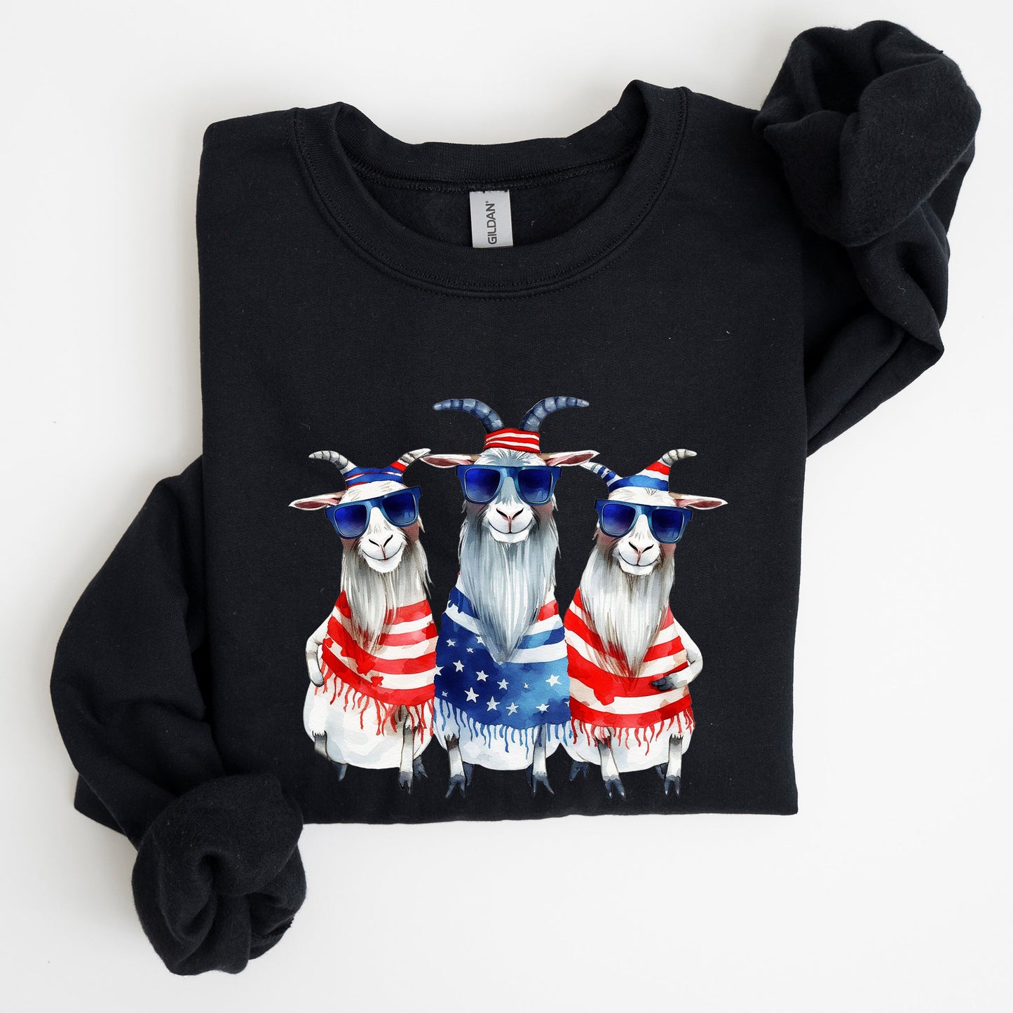 Patriotic Hippie Goats, Funny, 4th of July Sweatshirt