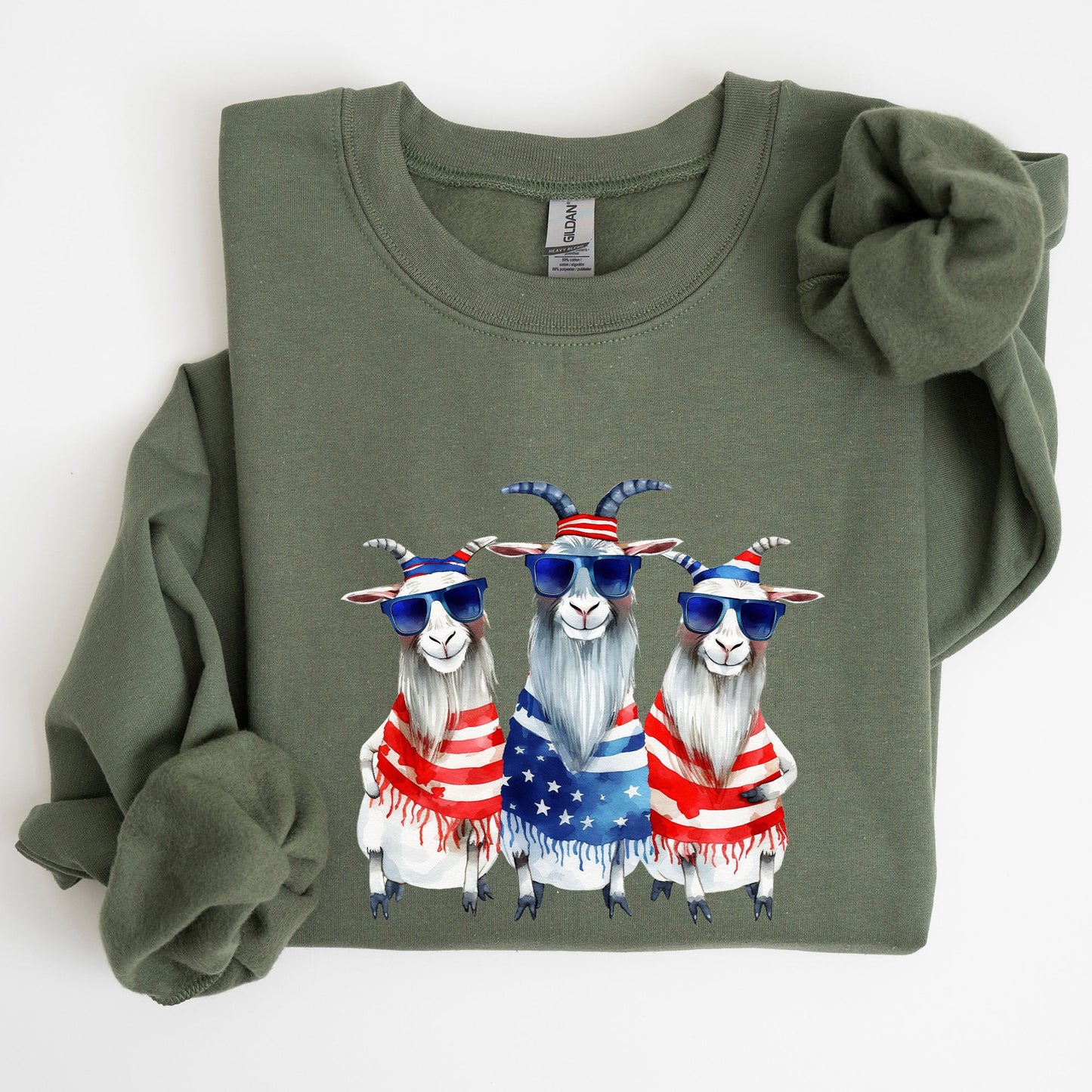 Patriotic Hippie Goats, Funny, 4th of July Sweatshirt