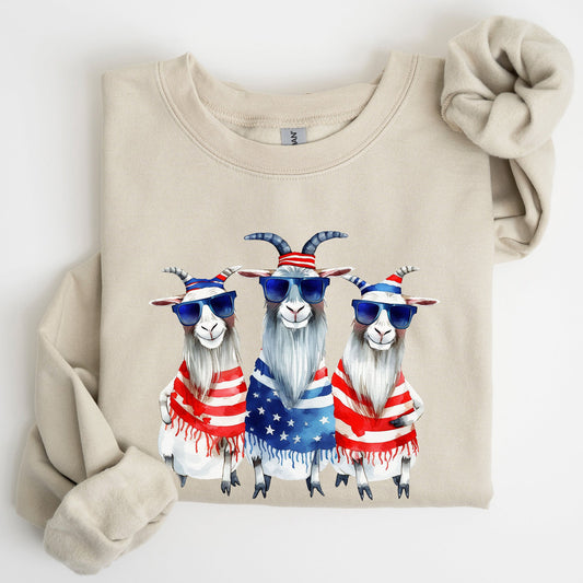 Patriotic Hippie Goats, Funny, 4th of July Sweatshirt