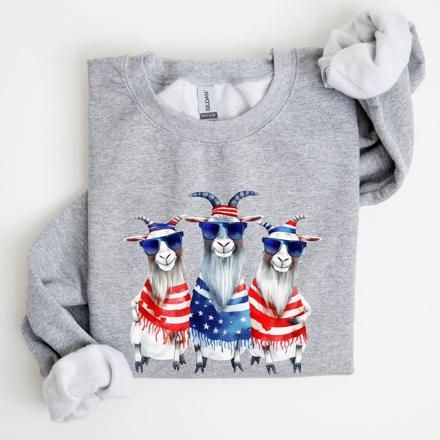 Patriotic Hippie Goats, Funny, 4th of July Sweatshirt
