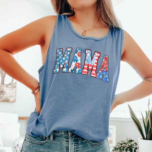 Patriotic Mama, Fourth of July, America, Patriotic, USA Comfort Colors Tank Top