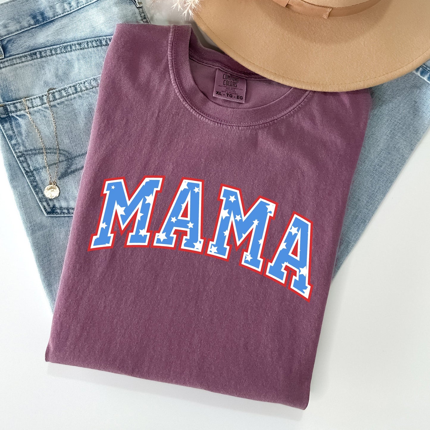 Patriotic Mama, Stars and Stripes, 4th of July Tshirt Comfort Colors T-Shirt