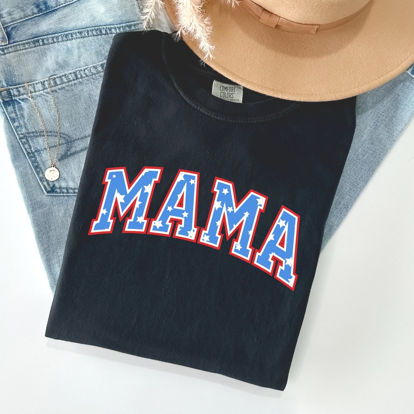 Patriotic Mama, Stars and Stripes, 4th of July Tshirt Comfort Colors T-Shirt