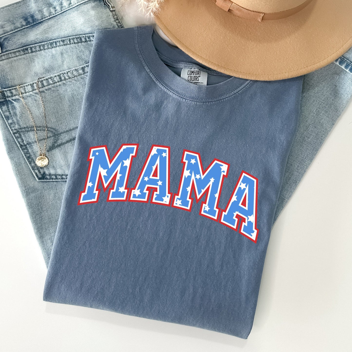 Patriotic Mama, Stars and Stripes, 4th of July Tshirt Comfort Colors T-Shirt