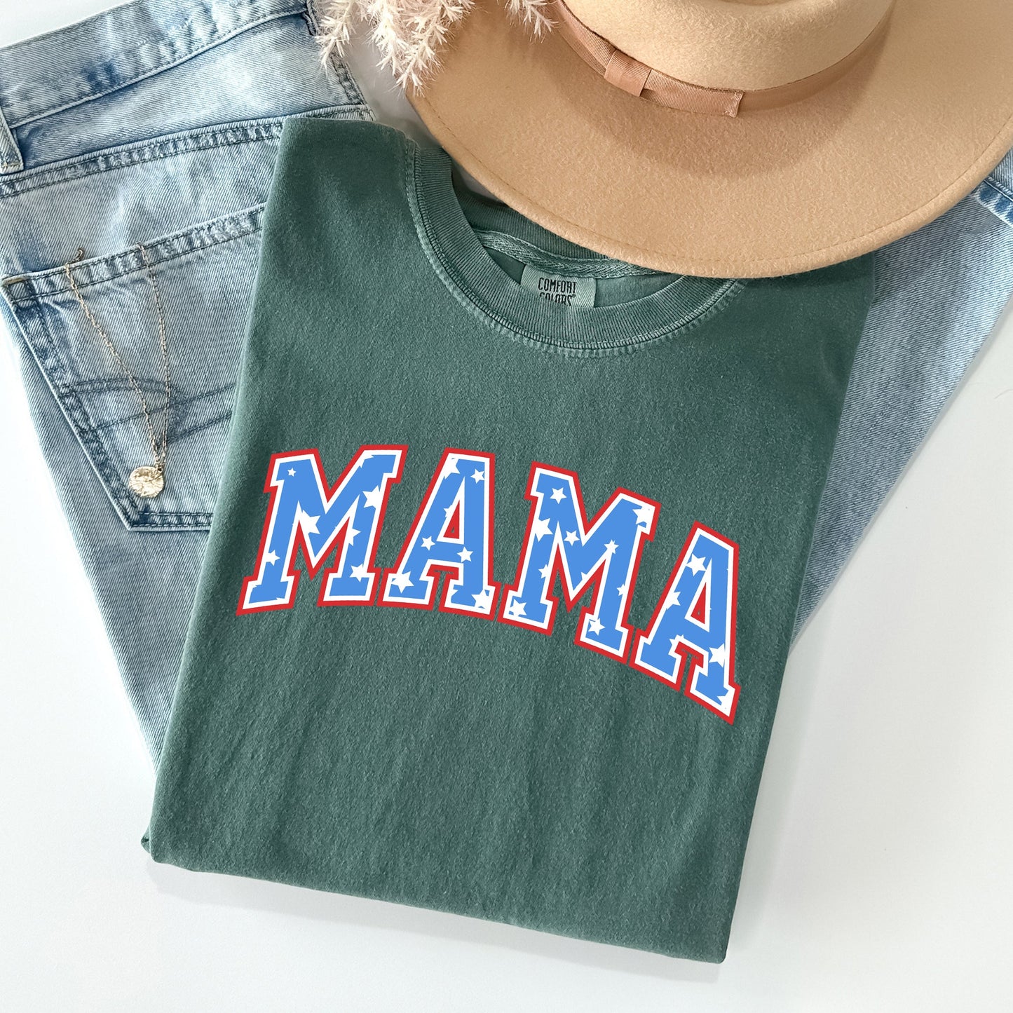 Patriotic Mama, Stars and Stripes, 4th of July Tshirt Comfort Colors T-Shirt