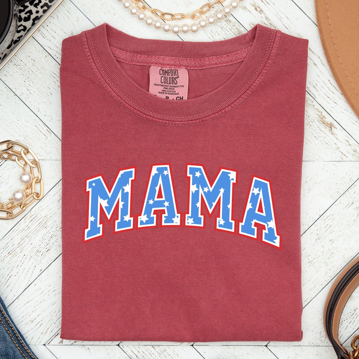 Patriotic Mama, Stars and Stripes, 4th of July Tshirt Comfort Colors T-Shirt
