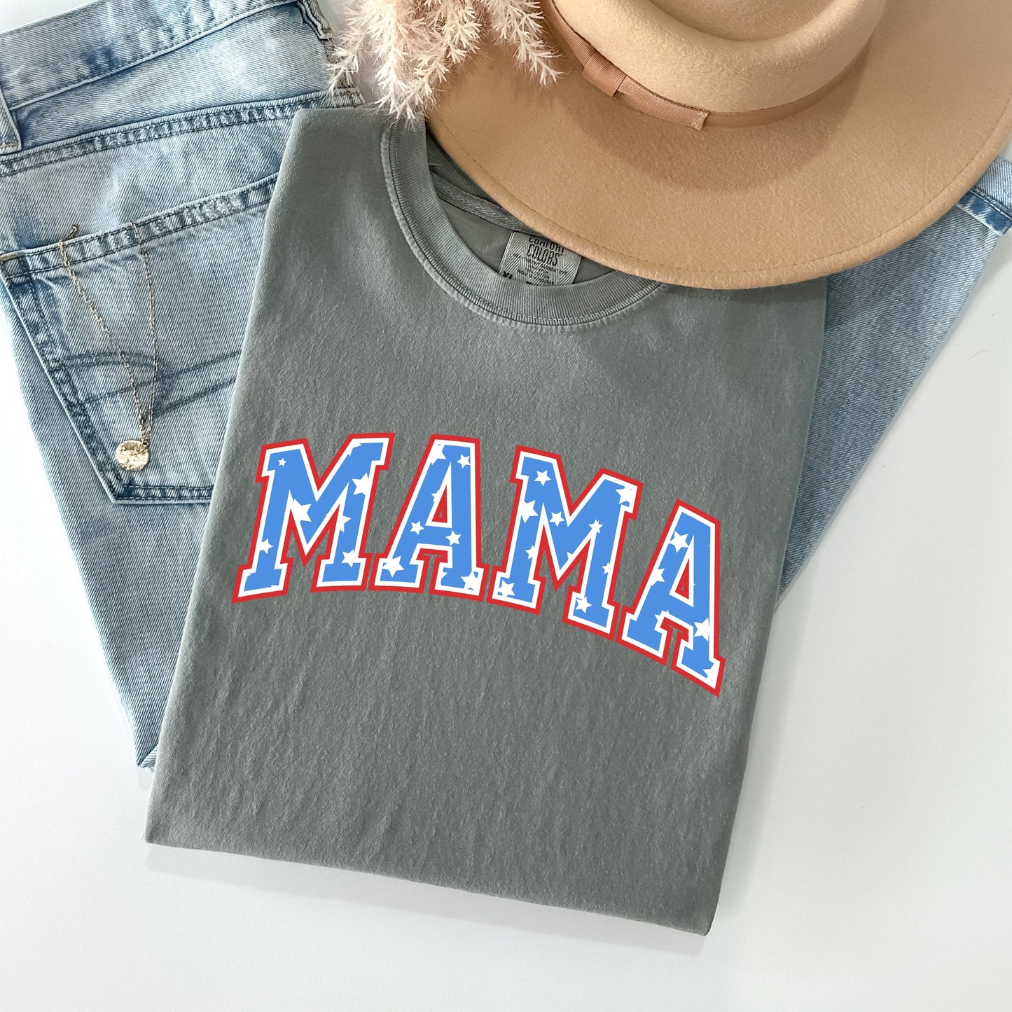 Patriotic Mama, Stars and Stripes, 4th of July Tshirt Comfort Colors T-Shirt