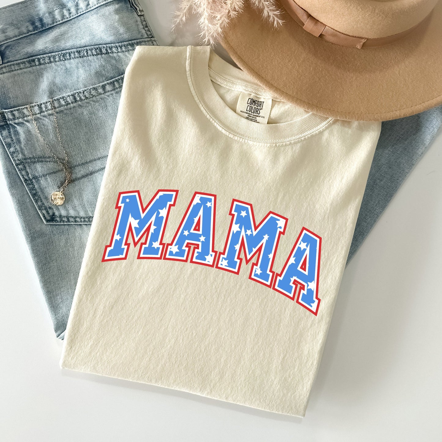 Patriotic Mama, Stars and Stripes, 4th of July Tshirt Comfort Colors T-Shirt