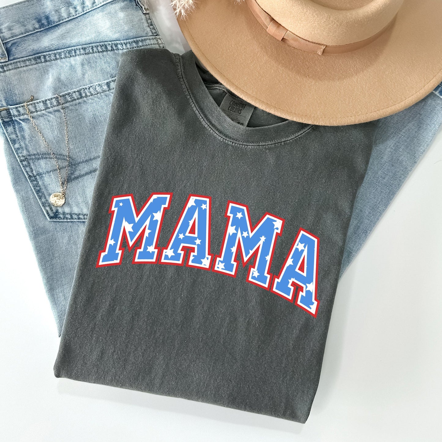 Patriotic Mama, Stars and Stripes, 4th of July Tshirt Comfort Colors T-Shirt