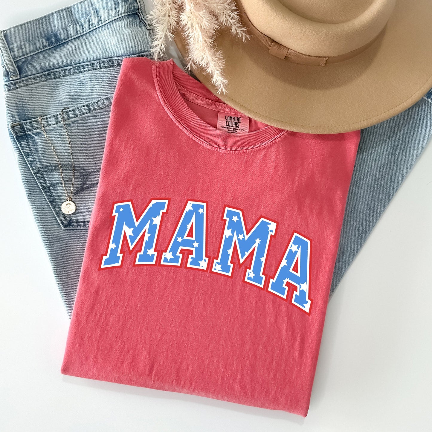 Patriotic Mama, Stars and Stripes, 4th of July Tshirt Comfort Colors T-Shirt