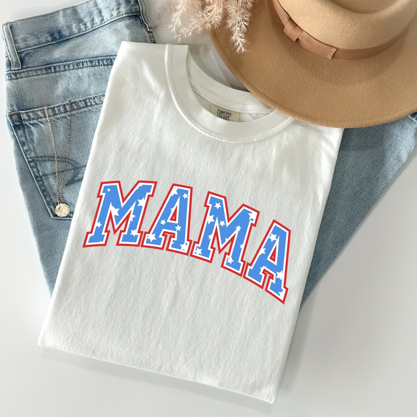 Patriotic Mama, Stars and Stripes, 4th of July Tshirt Comfort Colors T-Shirt