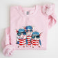 Patriotic Pigs, Hippie, Funny, 4th of July Sweatshirt
