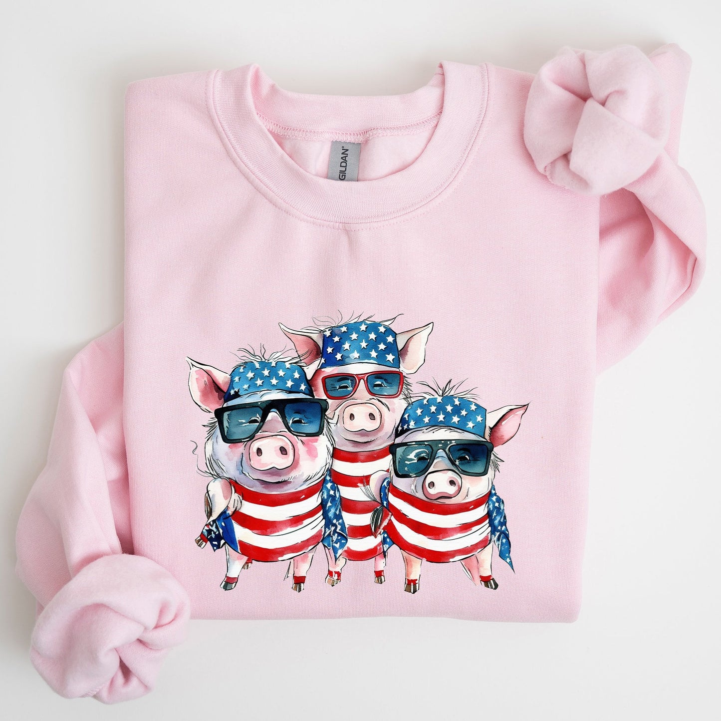 Patriotic Pigs, Hippie, Funny, 4th of July Sweatshirt