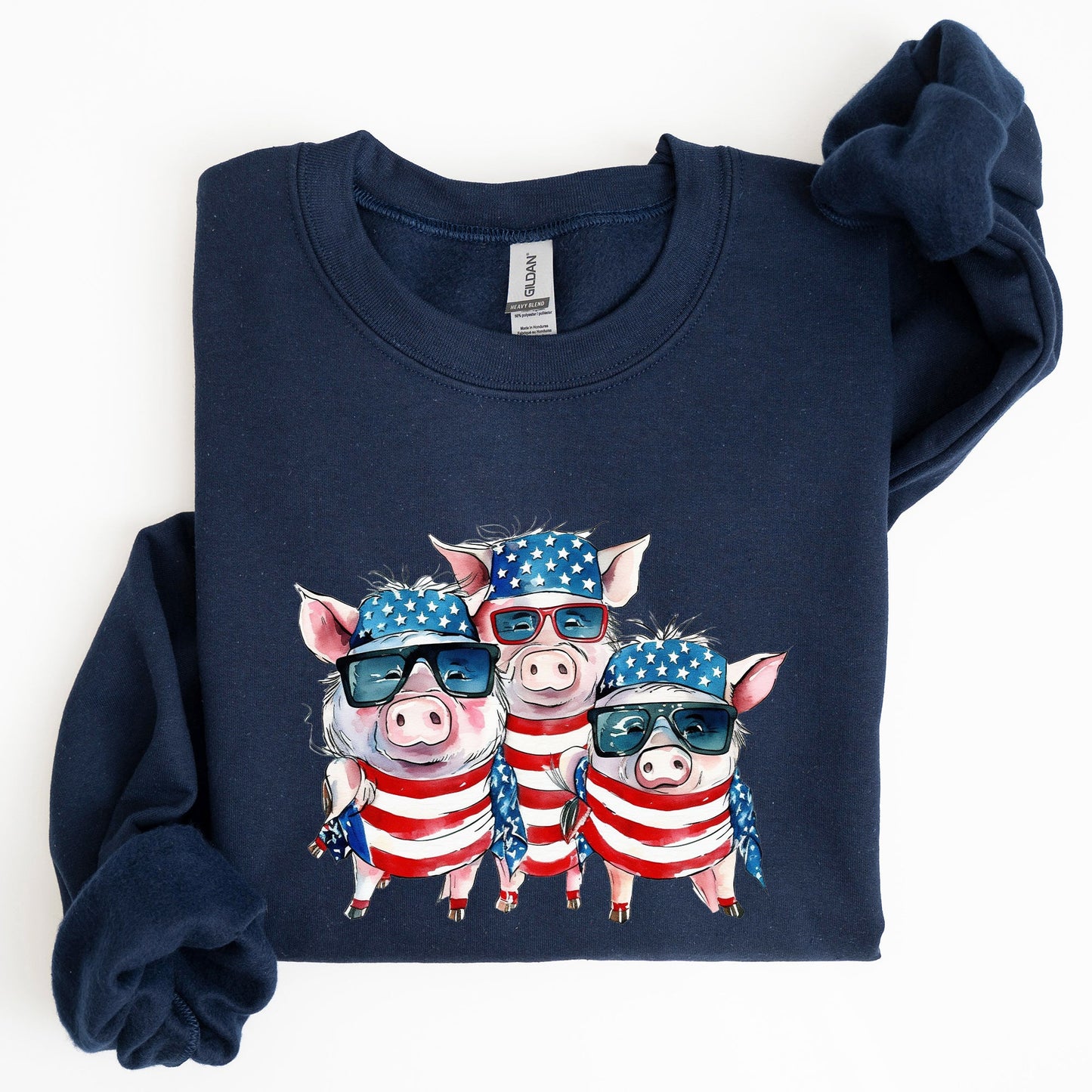 Patriotic Pigs, Hippie, Funny, 4th of July Sweatshirt