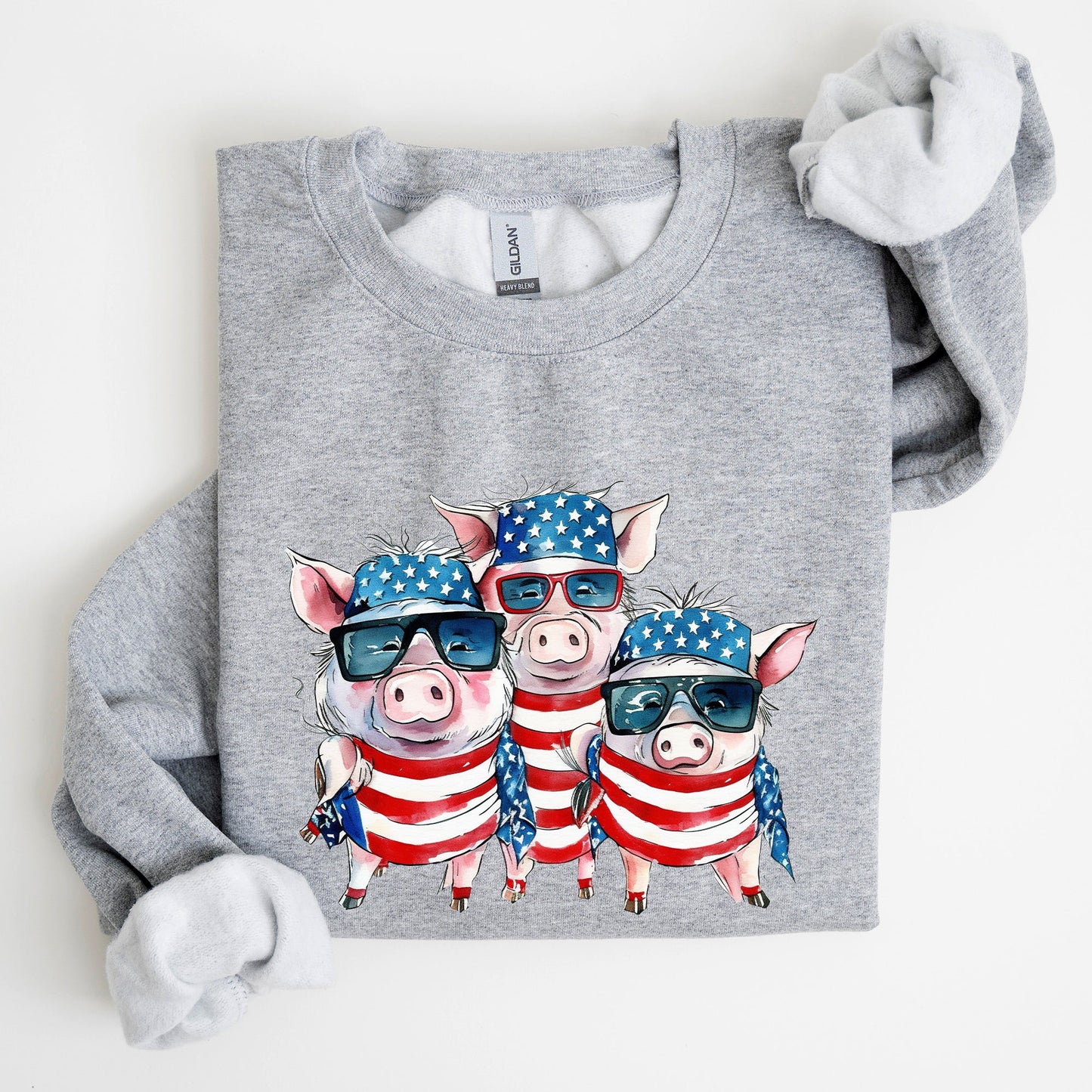 Patriotic Pigs, Hippie, Funny, 4th of July Sweatshirt