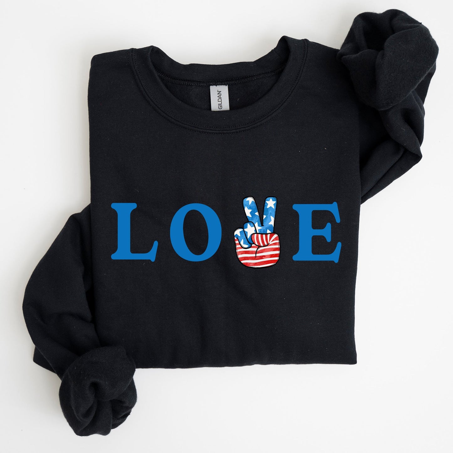 Peace, Love, America, Retro, 4th of July Sweatshirt