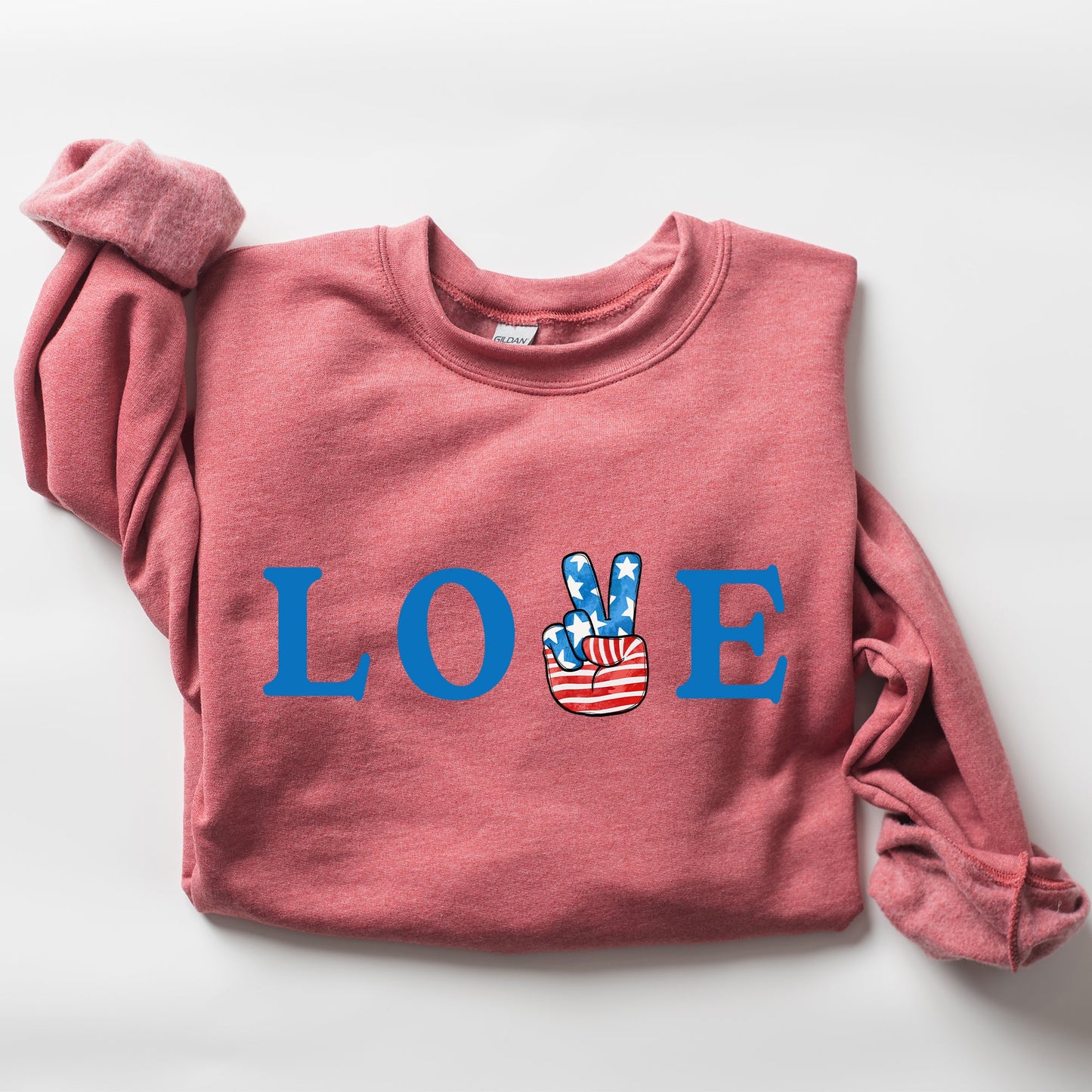 Peace, Love, America, Retro, 4th of July Sweatshirt