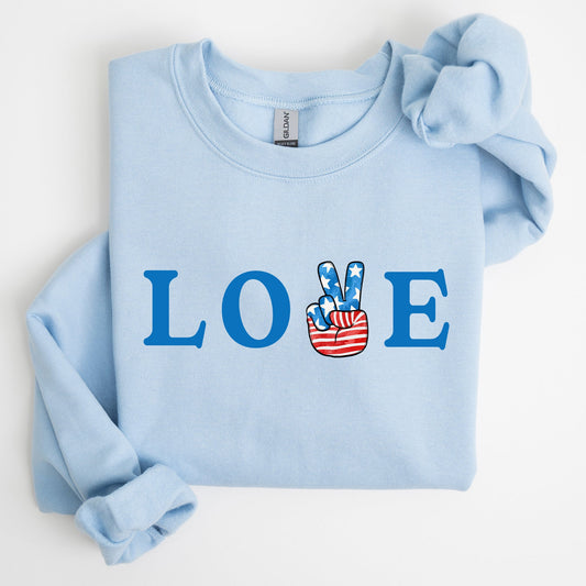 Peace, Love, America, Retro, 4th of July Sweatshirt