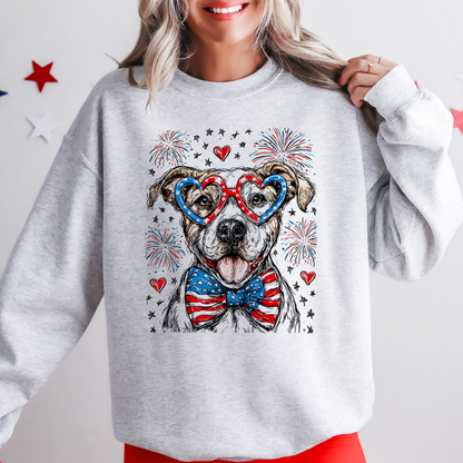 Pitbull Terrier Patriotic Dog, USA, America, Pet Lover, 4th of July Sweatshirt