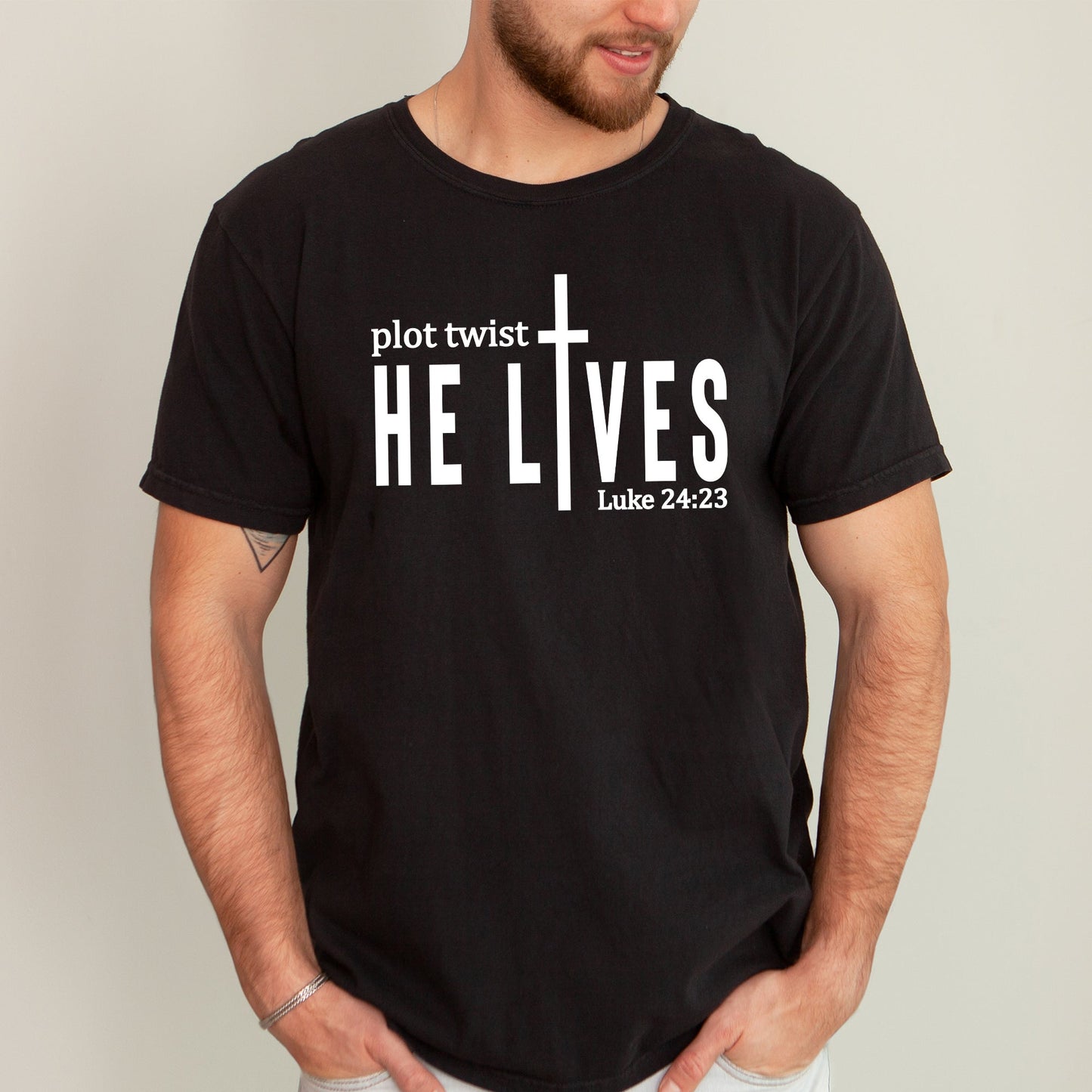 Plot Twist, He Lives, Christian, Jesus, Gospel, Faith, Saved Tshirt Comfort Colors T-Shirt
