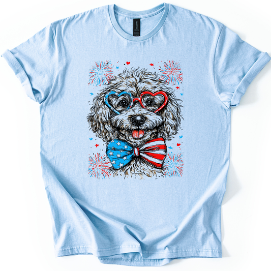 Poodle Patriotic Dog, USA, America, Pet Lover, 4th of July, Soft Style T-Shirt